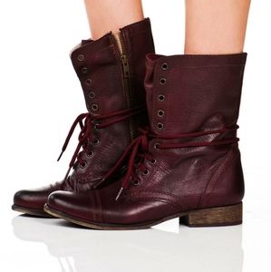 Steve Madden Troopa Cargo Boots - Burgundy